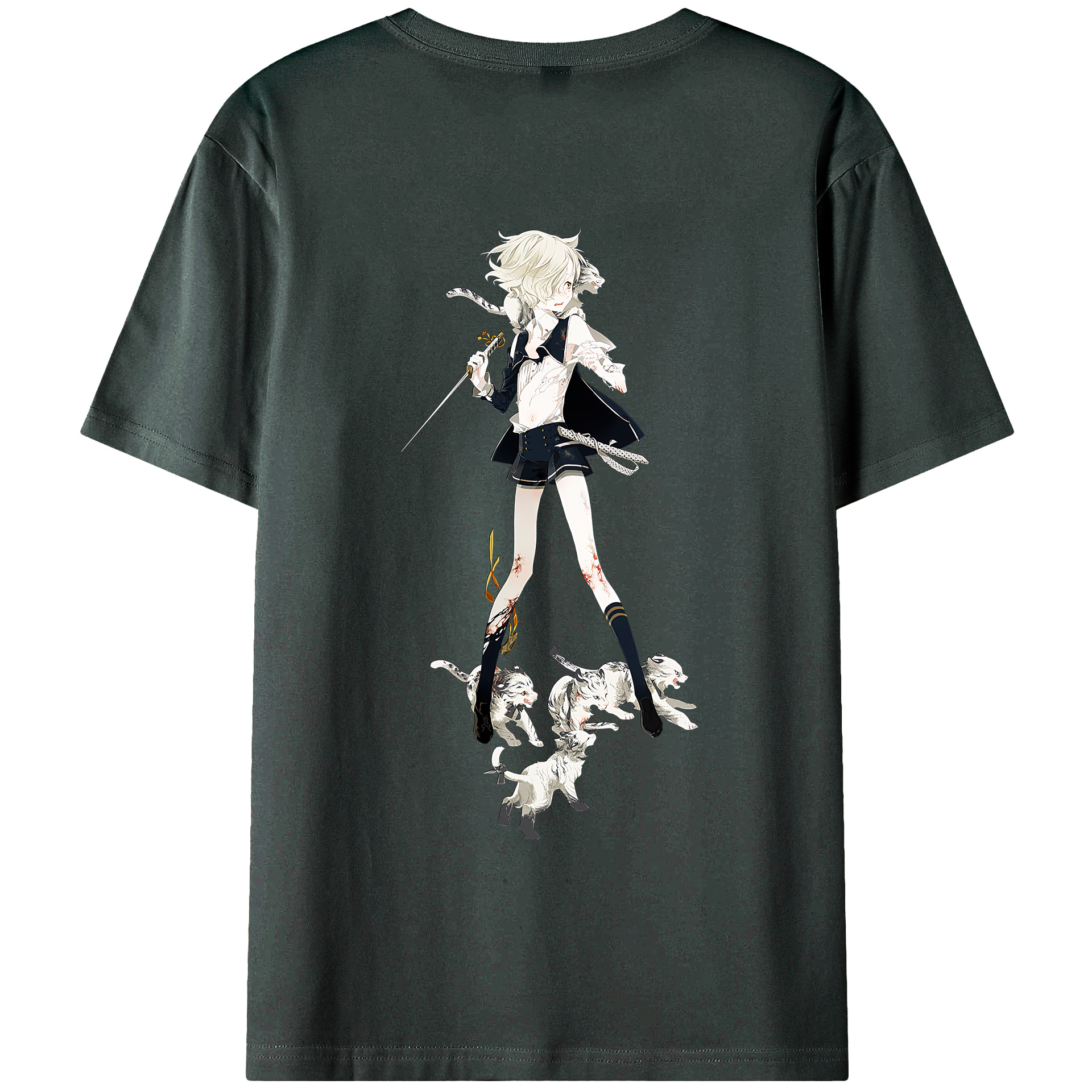 （画像用） 刀剣乱舞 Touken Ranbu 綿100％ メンズ半袖Tシャツ（バックプリント） 通気性
